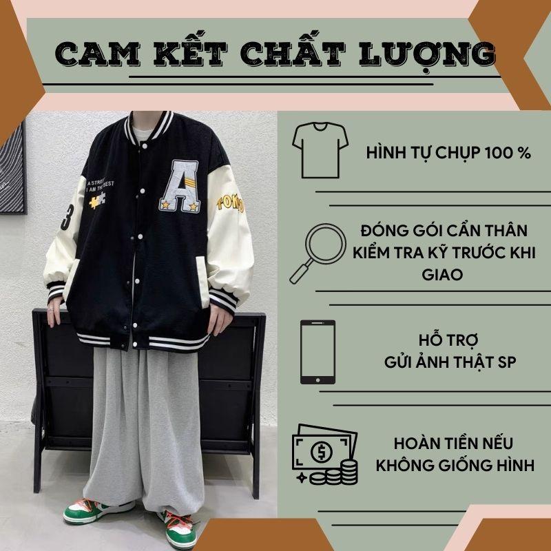 Áo khoác bóng chày thêu chữ A form rộng thoải mái chất nỉ cao cấp,Áo bóng chày Form rộng chất liệu kaki 2 lớp dày dặn, mặc đi học, đi chơi