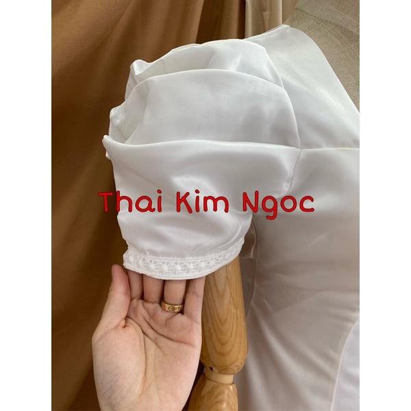 Đầm dự tiệc tay xếp li viền ren xinh xắn