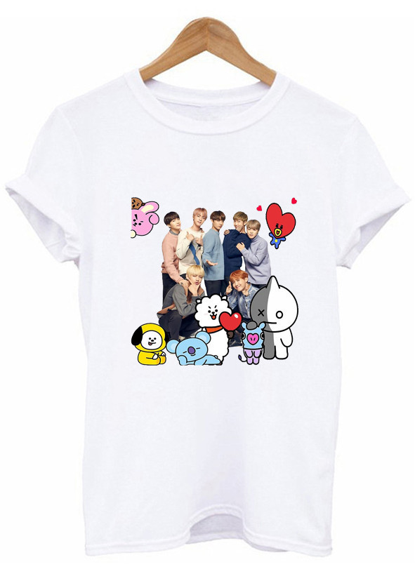 Áo thun T-shirt BTS in hình nhóm và BT21