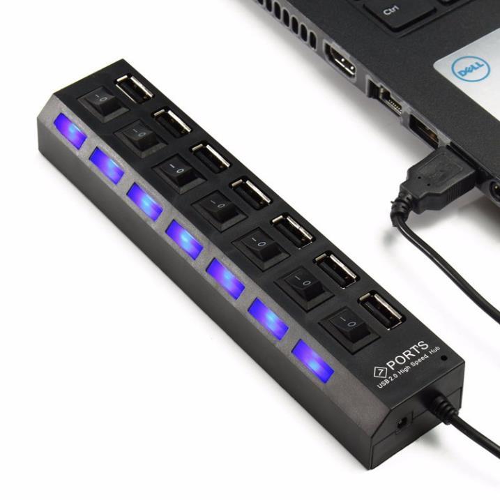 BỘ CHIA 7 CỔNG USB HUB 2.0 CÓ CÔNG TẮC- GIAO MÀU NGẪU NHIÊN