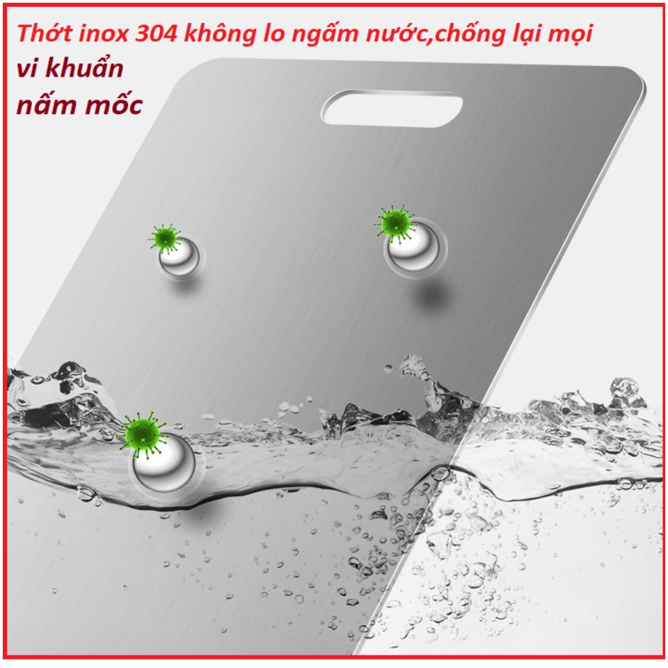 Thớt Inox 304- Kích Thước Lớn 35 X 25 Cm - Kháng khuẩn-Cường Lực