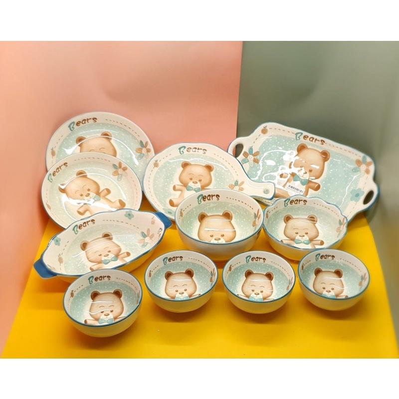 BỘ BÁT ĐĨA GẤU️SET BÁT GẤU️BÁT CƠM GẤU