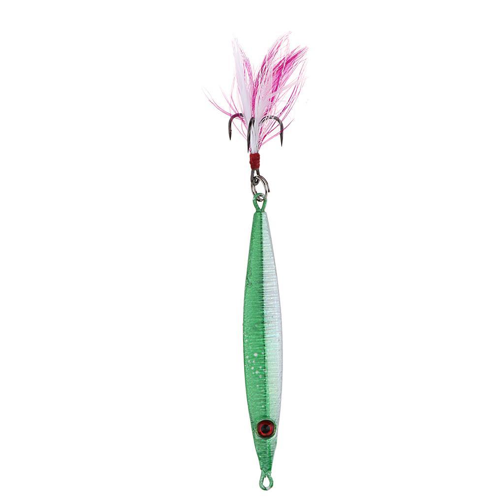Hard Jigging Lead Fish Baits 21g 8cm Metal Fishing Lure Long Casting Lure with Feather Hook