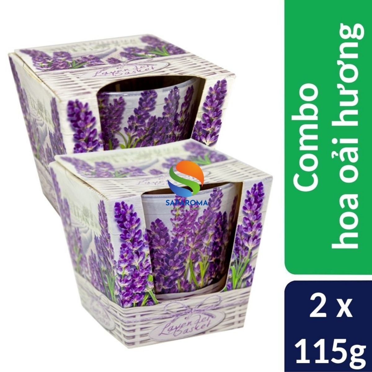 Combo 2 ly nến thơm tinh dầu Bartek Lavender Basket 115g - hoa oải hương, nến trang trí, thơm phòng, thư giãn, hỗ trợ khử mùi