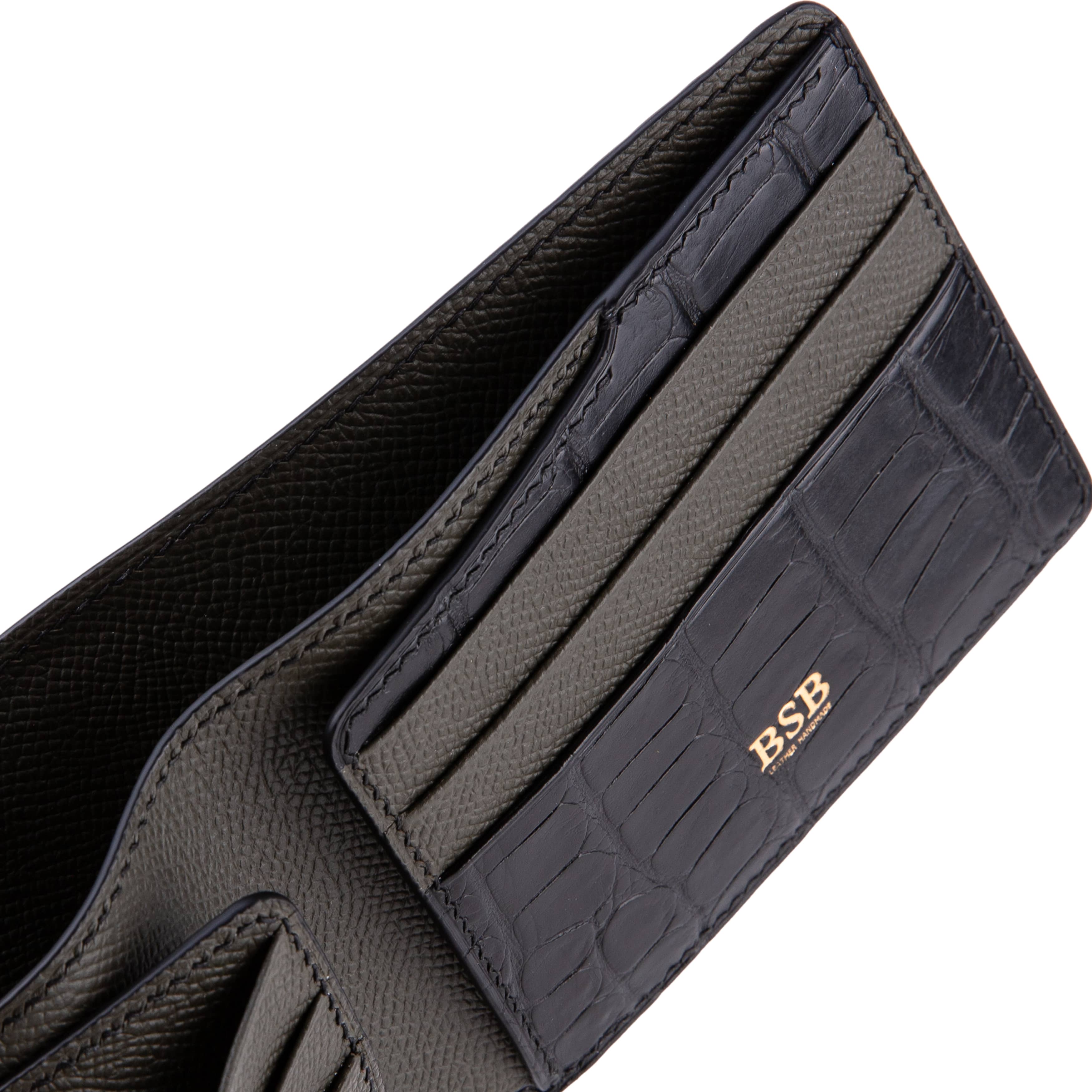 Ví nam da cá sấu lớn quý phái BSB Leather Đen BSB1081