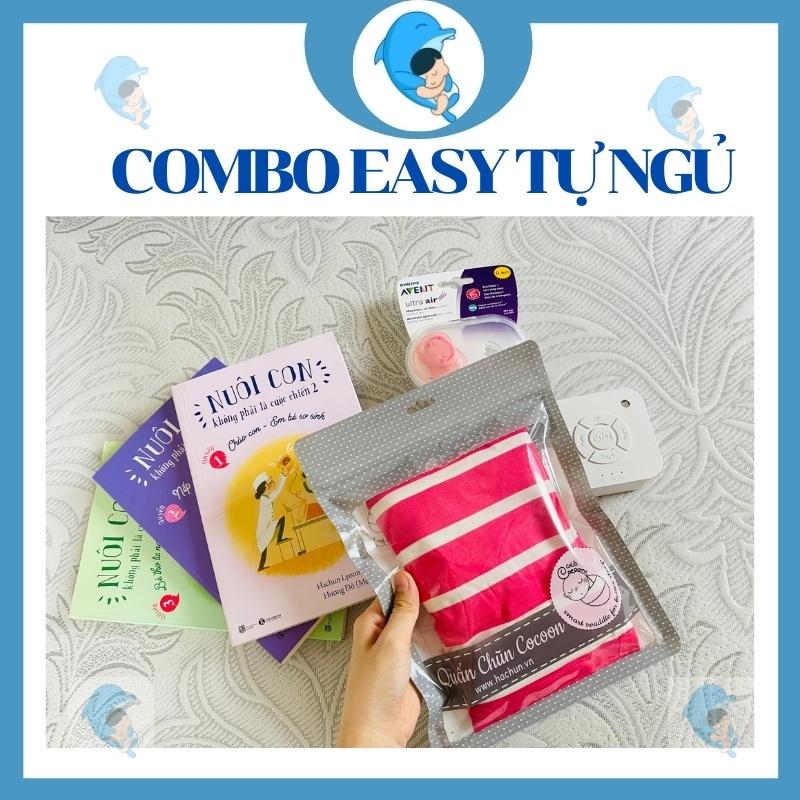 Combo công cụ cho bé tự ngủ gồm quấn chũn cocoon, ti giả, máy tiếng ồn trắng tặng sách hướng dẫn