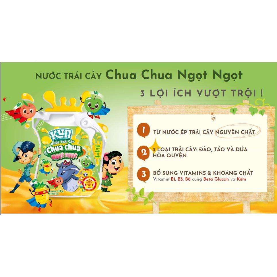 Kun nước trái cây chua chua ngọt ngọt Thùng 24 túix110ml