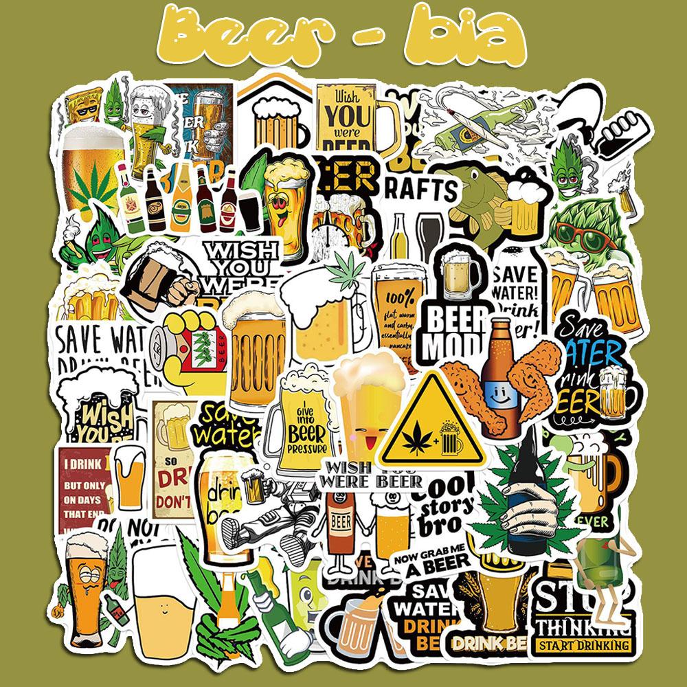 Sticker đồ uống beer Cắt Sẵn Hình Dán Trang Trí Mũ Bảo Hiểm Laptop Điện Thoại Ván Trượt Sổ tay Notebook