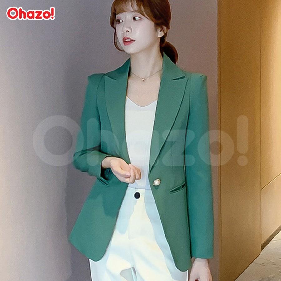 Áo vest nữ blazer suit dài tay Hàn Quốc màu trơn quý phái - Cúc áo ngọc ngà sang trọng - AG118