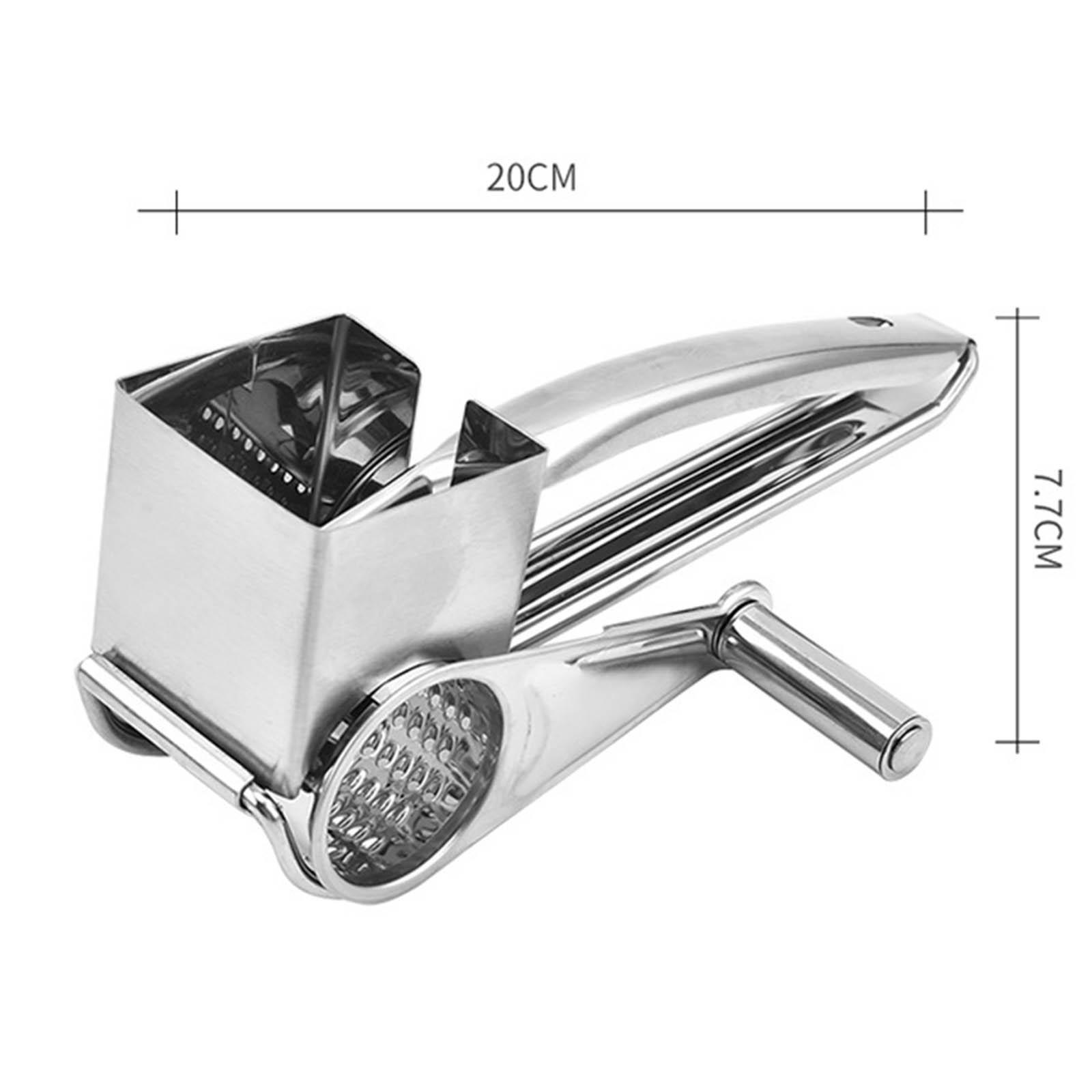 Rotary Shredder Cutter Stainless Steel with Drum Blade Hand Cranked Handheld Cheese Cutter for Spice Vegetables