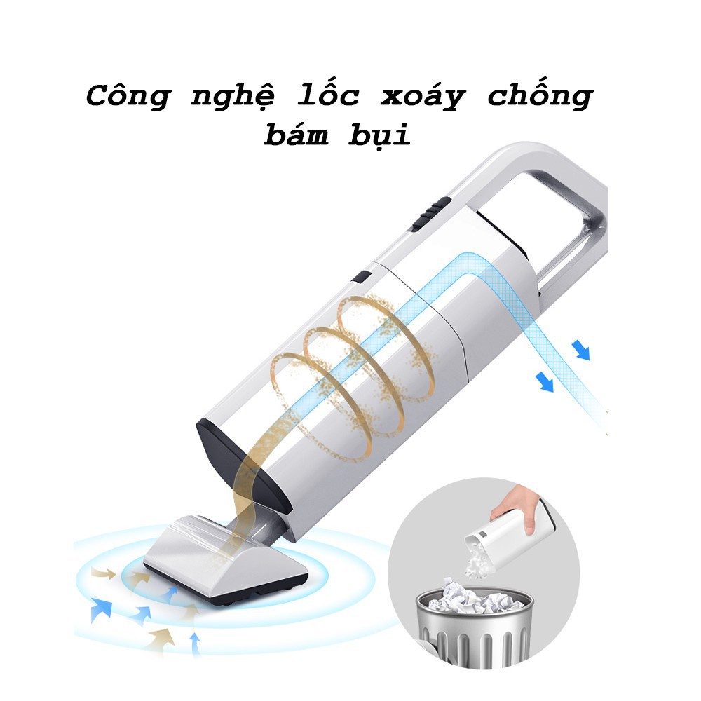 Máy hút bụi ô tô nhà cửa mini không dây AIKESI bản nâng cấp siêu khỏe lực hút cực mạnh hàng cao câp mẫu mới