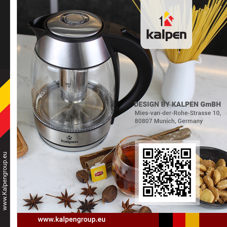 ẤM ĐUN NƯỚC SIÊU TỐC THỦY TINH KALPEN KK66, HÀNG CHÍNH HÃNG