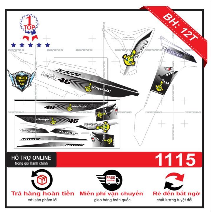 Tem rời dán xe wave 2017 cá mập dán xe trắng - Bi Decal