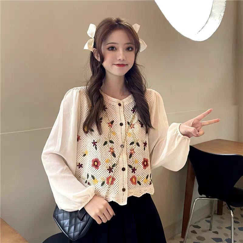 ÁO KIỂU NỮ THÊU HOA PHỐI TAY PHỒNG siêu xinh cho các nàng - HOTREND