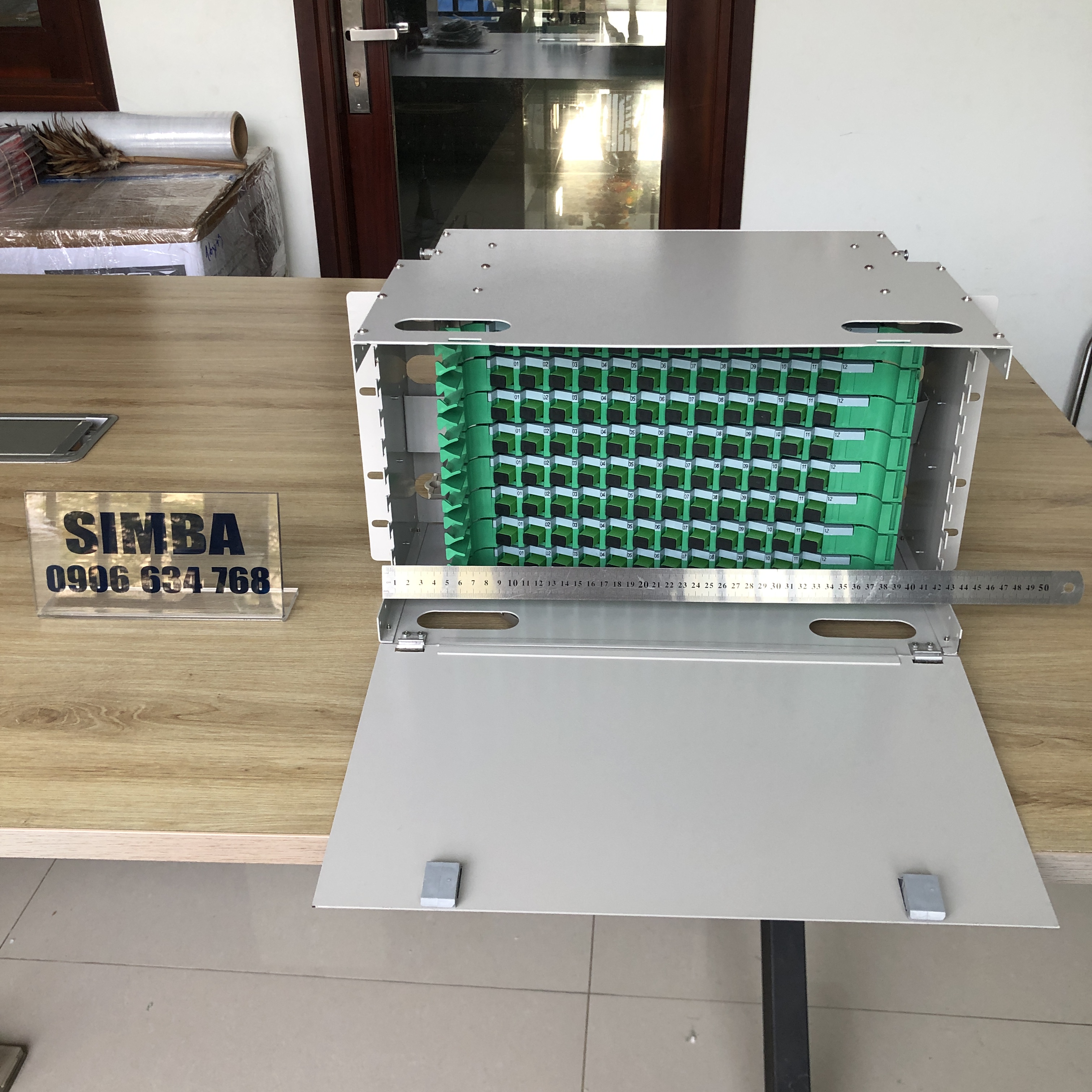 ODF quang 96FO gắn Rack khay trượt SC/APC, đủ phụ kiện, dạng module, 8 casex12 adapter
