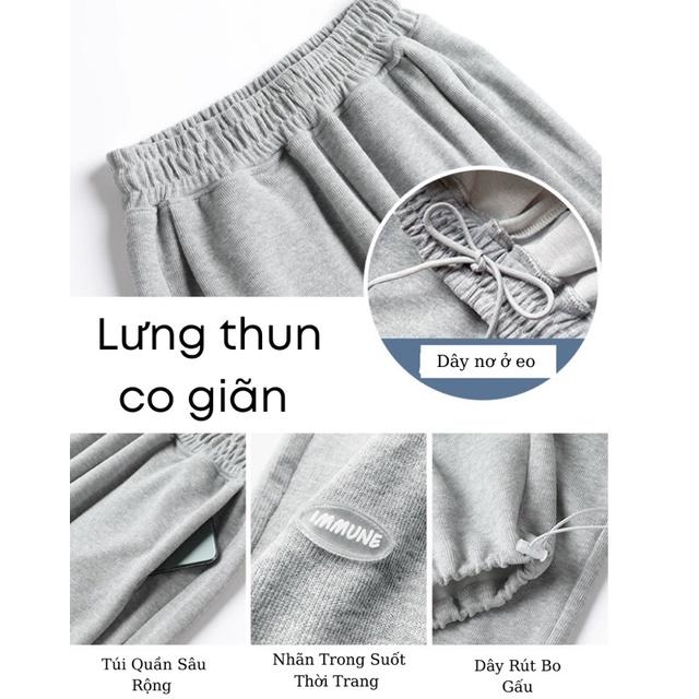 Quần Jogger Thể Thao Nam Nữ -Quần Form Ống Rộng Để Suông Hoặc Rút Dây Bo Gấu Chất Cotton Mịn Đẹp