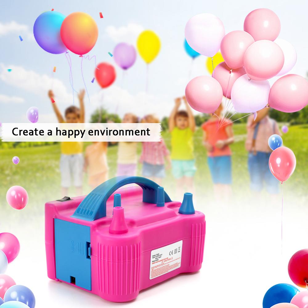 110V Electric Balloon Inflator Pump High Power Air Blower Pump with 4 Extension Nozzles Dual Pump Nozzles Fast Portable Inflatable Tool