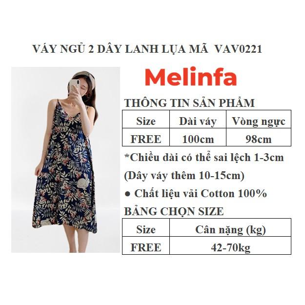 Váy ngủ hai dây nữ, đầm ngủ nữ cổ V freesize thoải mái chất vải lanh lụa cotton tự nhiên thoáng mát nhiều màu mã VAV0221