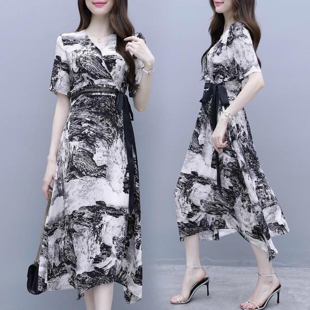 ĐẦM XOÈ HOẠ TIẾT DÂY NƠ ĐEN