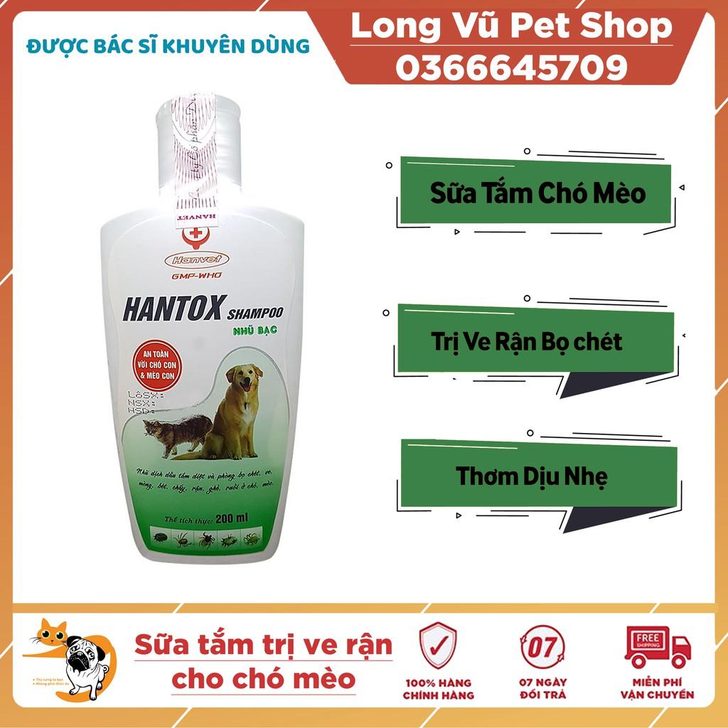 Sữa Tắm Trị Ve Rận Bọ Chét Cho Chó Mèo Hantox Shampoo Xanh 200ml - Long Vũ Pet Shop