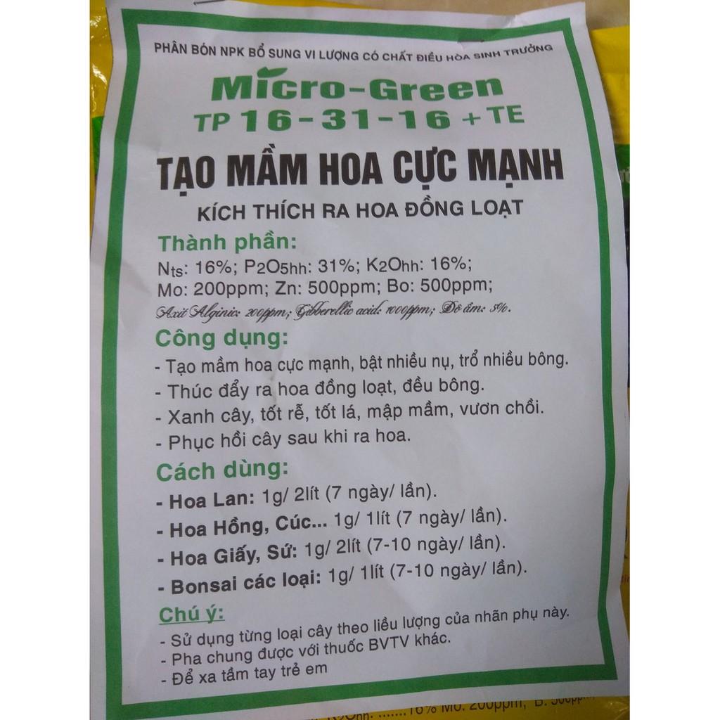 Phân bón tạo mầm hoa cực mạnh Micro Green NPK 16-31-16 - gói 1 Kg
