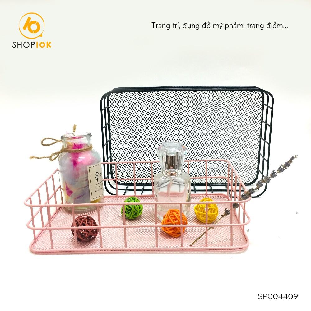 Giỏ sắt đựng mỹ phẩm chữ nhật trang trí SHOP10K nhiều màu - SP004409