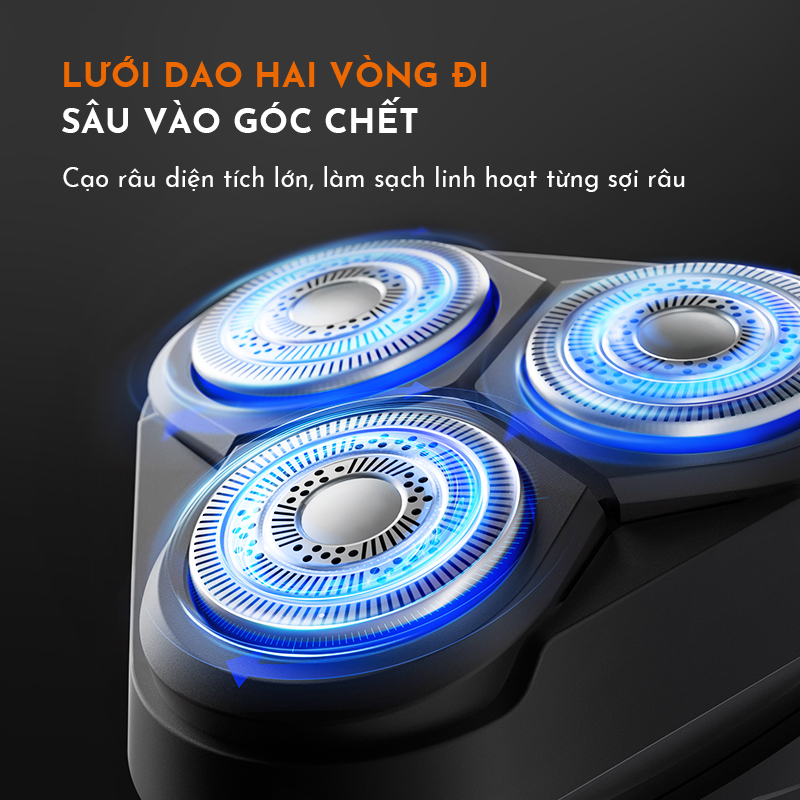 Máy cạo râu 3 lưỡi dao GAABOR GESR-M01A đa năng 2in1, thân máy chống nước sạc USB - Hàng chính hãng