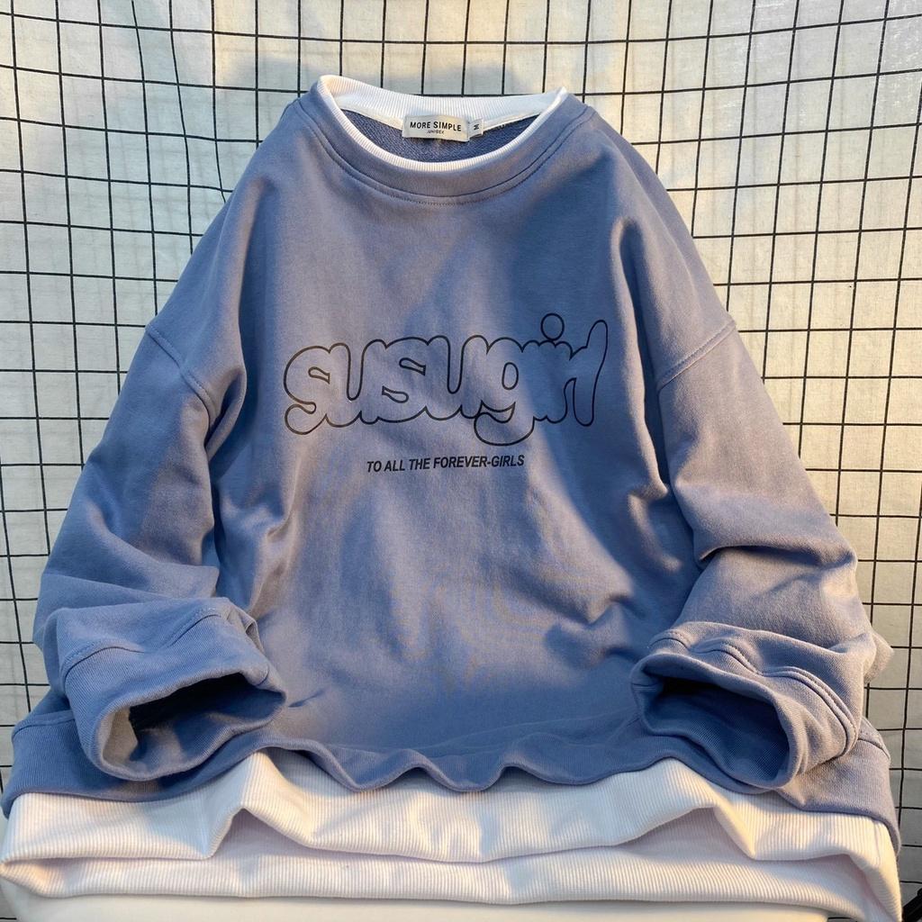 Áo Sweater Form Rộng Phối Layer SUSUGIRL Nỉ Bông Dày Dặn Ulzzang Unisex