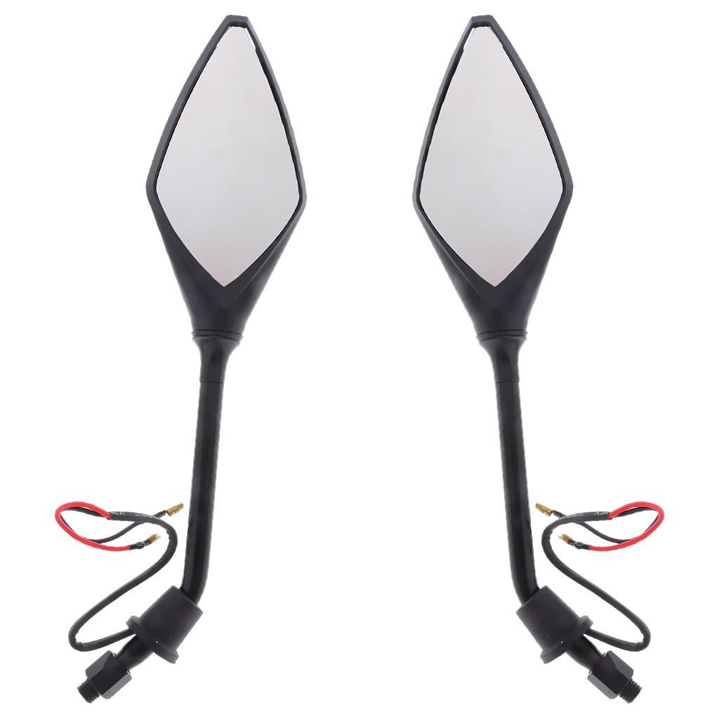 4X Motorcycle Side Rear View Mirrors w/ LED  10mm Indicator Light