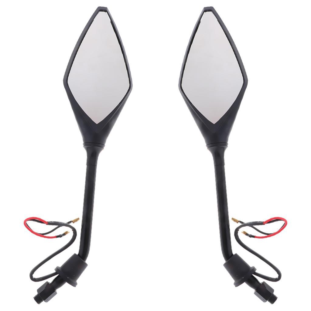 4X Motorcycle Side Rear View Mirrors w/ LED 10mm Indicator Light