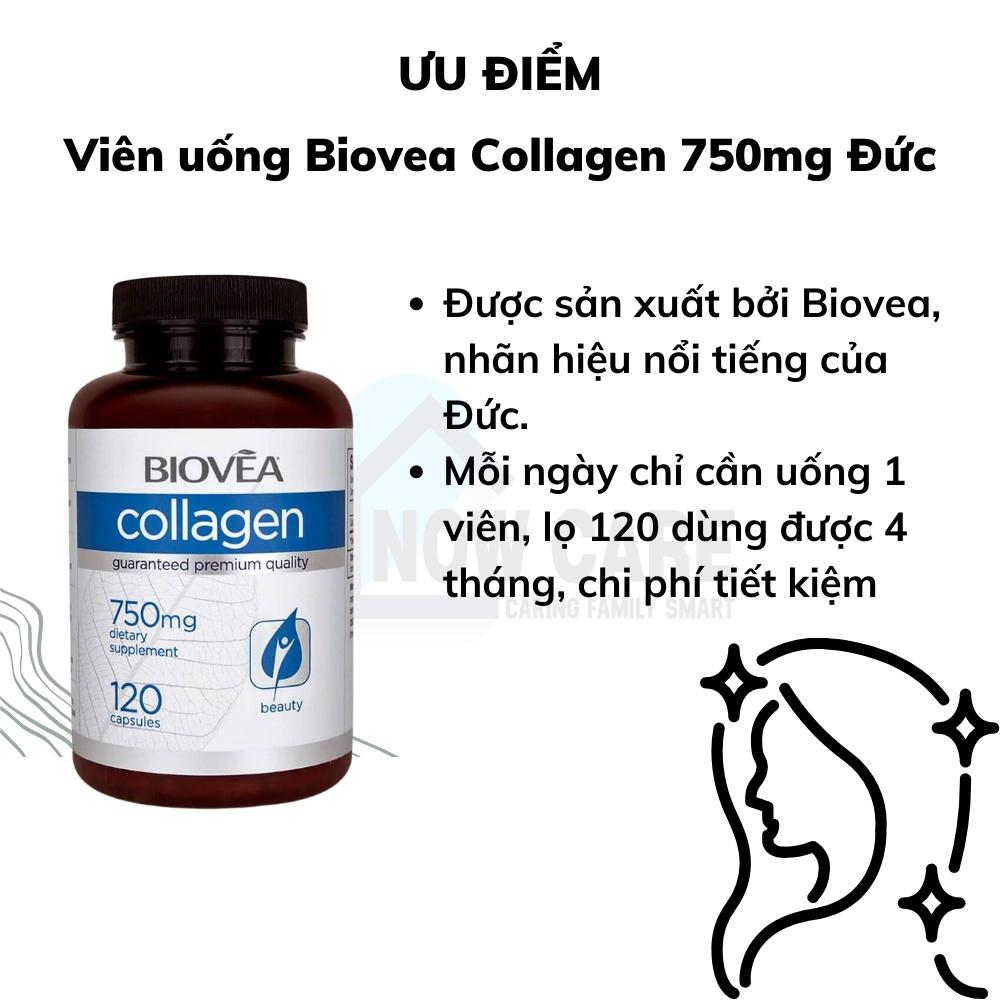 Viên Uống Biovea Collagen 750mg, Giúp Làm Đẹp Da, Đẹp Tóc, Móng, Tăng Sinh Collagen, Nhập Đức, 120 viên