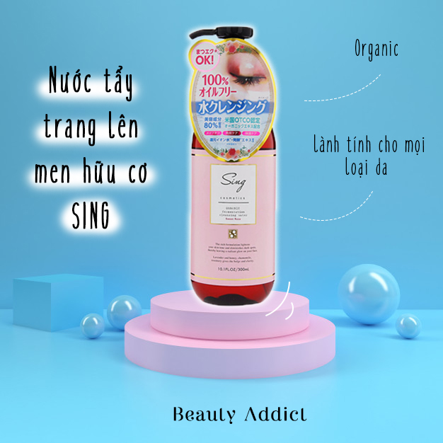 Nước Tẩy Trang Hữu Cơ Lên Men Nhật Bản Sing Organic Fermentation Cleansing Water, Làm Sạch Sâu Trang Điểm Mắt, Môi, Da, Tẩy Tế Bào Da Chết Nhẹ, Dưỡng Ẩm Da Mịn Màng Nhờ Các Chiết Xuất Tự Nhiên, Vitamin C, ELàm Sáng Và Săn Chắc Da