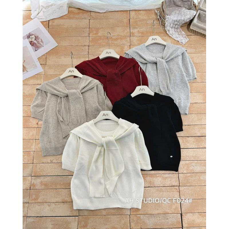 Thu.NStore- SET ÁO LEN TAY NGẮN KÈM KHĂN QCL1 BY JOLIE