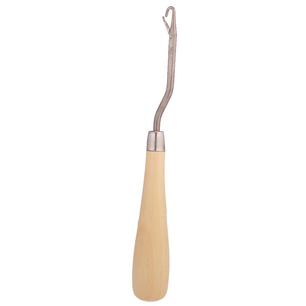 Crochet Hook Latch Lock Micro Hair Bearded Needle Rug Making Wooden Handle