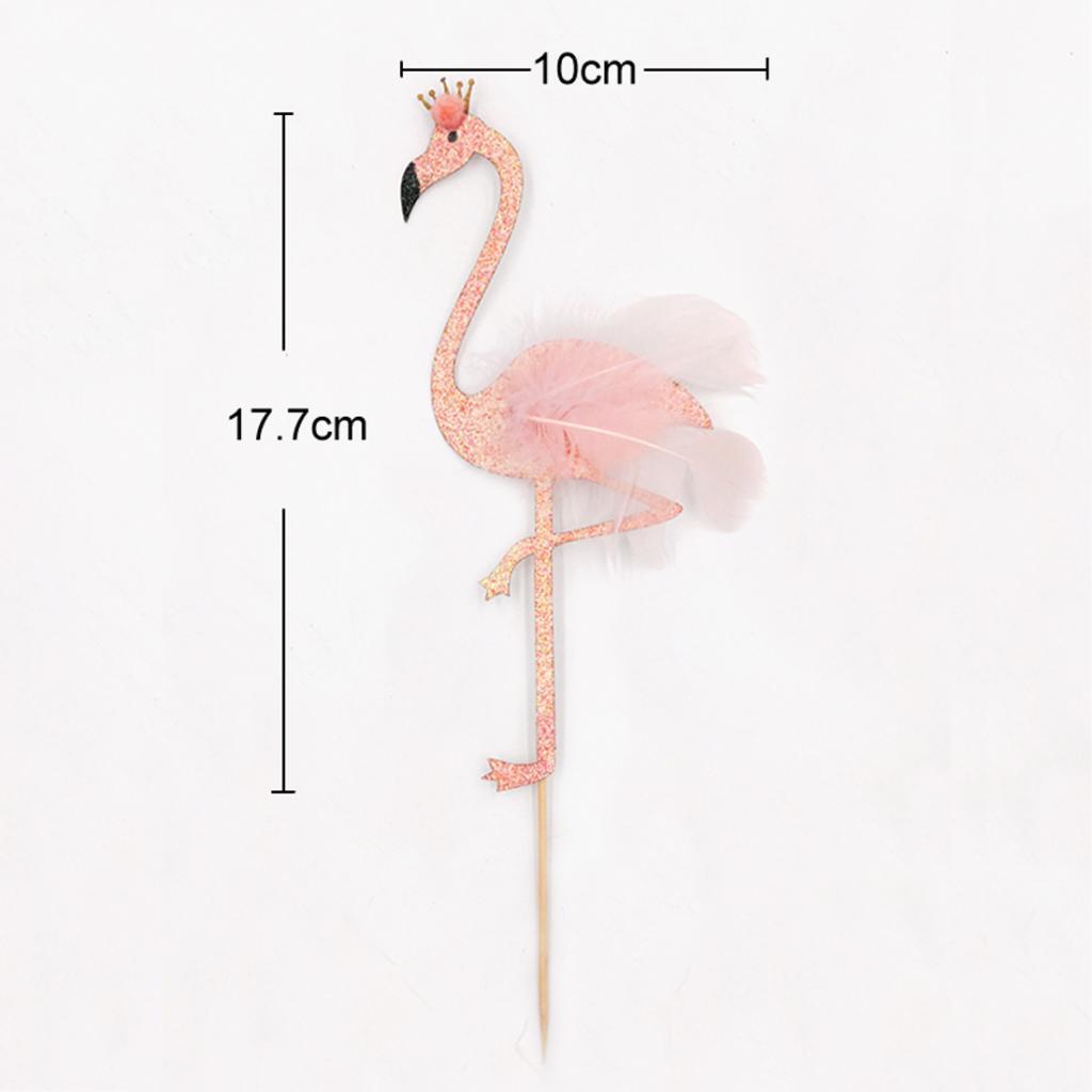 5 Pieces Glitter Tropical Flamingo Cake Toppers Baby Shower Party Decoration