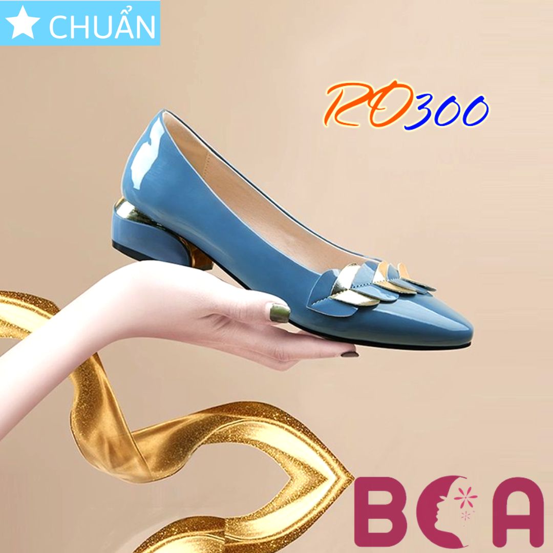 Giày cao gót nữ 2p RO300 ROSATA tại BCASHOP kiểu dáng công sở nổi bật với những trái tim vàng đính xen kẽ - màu xanh