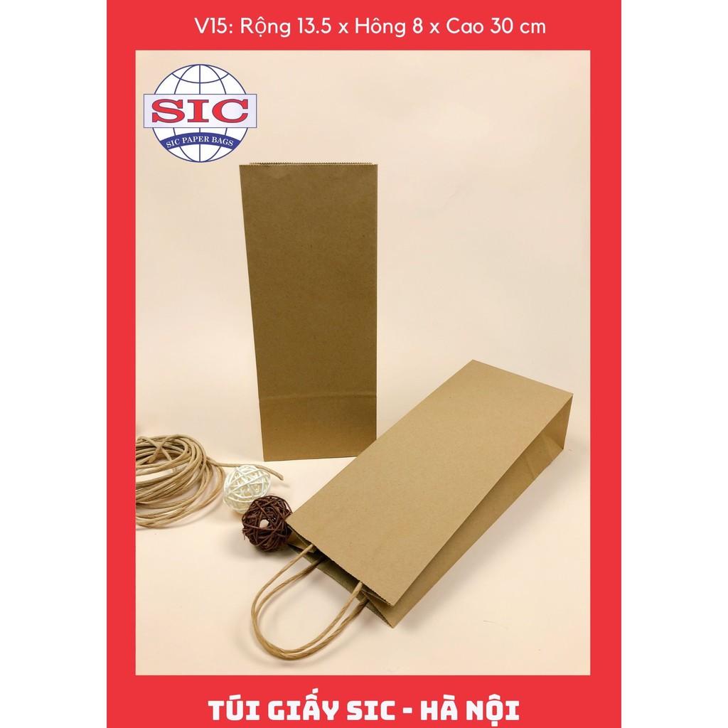 10 CHIẾC TÚI GIẤY KRAFT V15: 13.5x8x33 MÀU NÂU KHÔNG QUAI