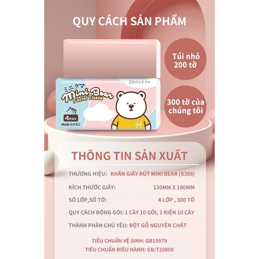 Khăn Giấy Rút Mini Bear Nhật Bản gói 300 tờ x 4 lớp - HTpaper