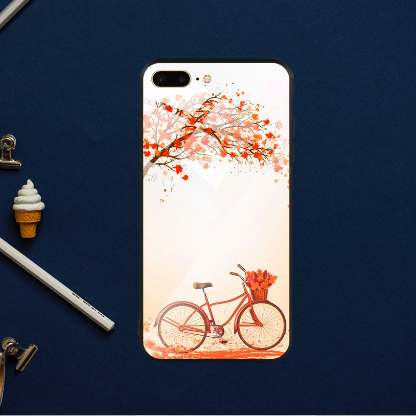 Ốp Lưng Kính Cường Lực cho điện thoại Iphone 7 Plus / 8 Plus - Bicycle 04