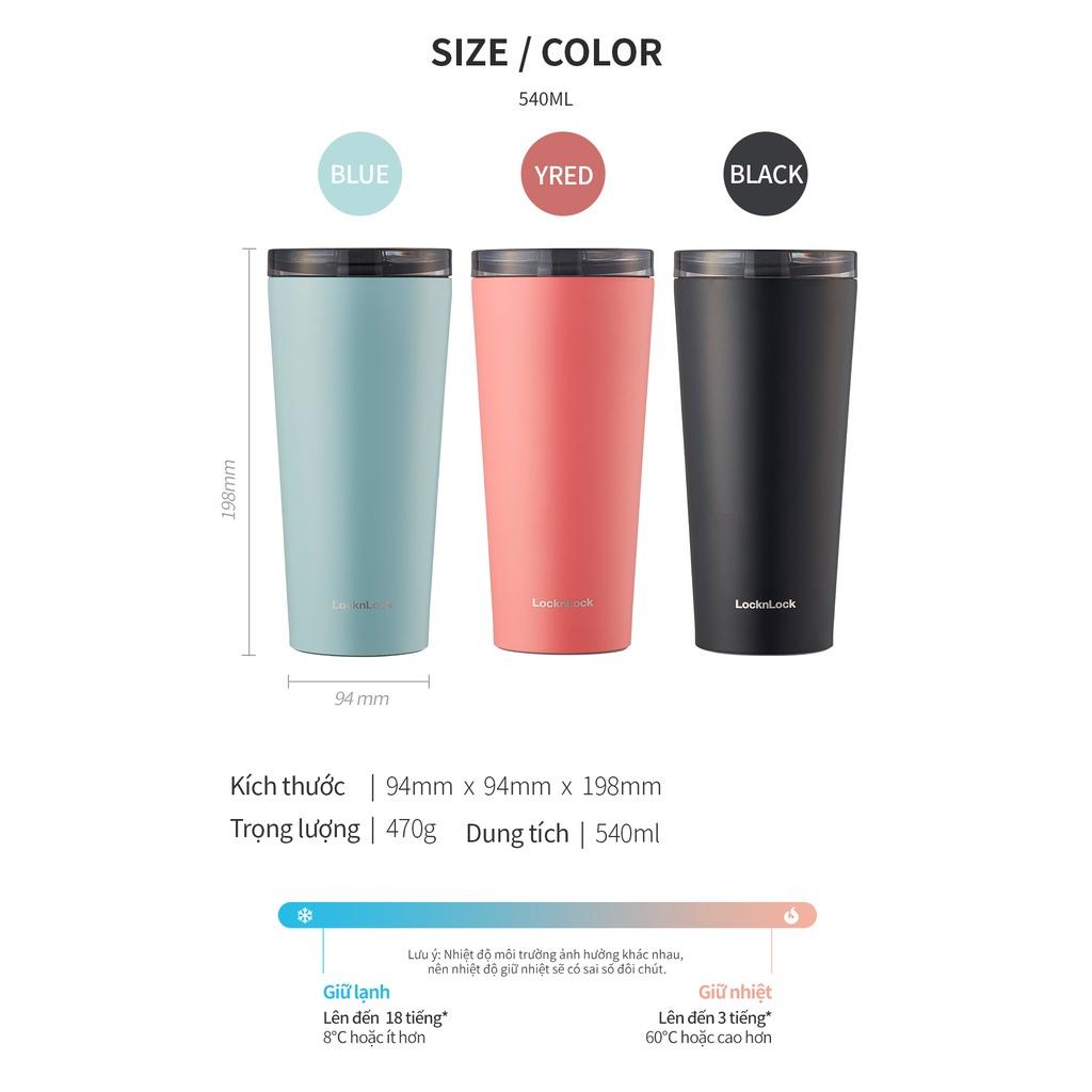 Ly giữ nhiệt Lock&Lock 540ml LHC4279 - Hàng chính hãng có 2 nắp tiện lợi, đế silicone - Hapos