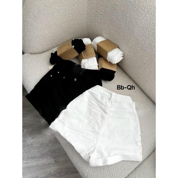 Quần đùi lưng cao cho bé gái phối đồ đi chơi sành điệu size 10-40kg chất jeans co giãn mềm mại