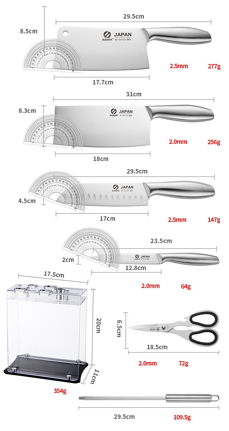 Bộ dao, Bộ dao làm bếp cao cấp JAPAN 7 món kèm khay đựng