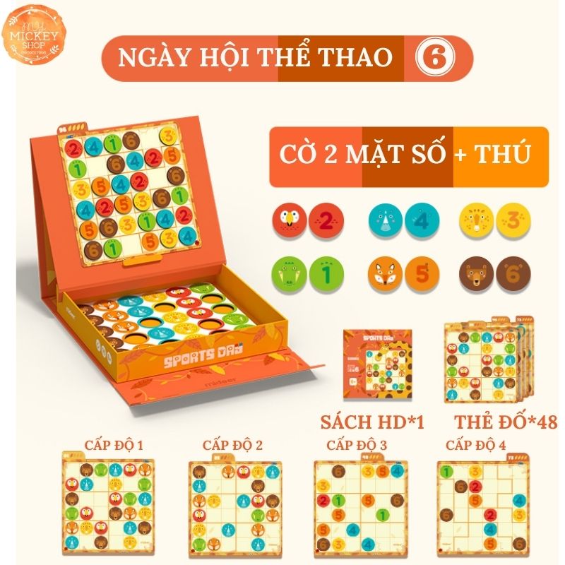 Trò chơi Trí Tuệ Mideer Sudoku 2 trong 1 có 4 cấp độ cho bé từ 3 4 5 6 tuổi - Mideer sudoku 2 in 1