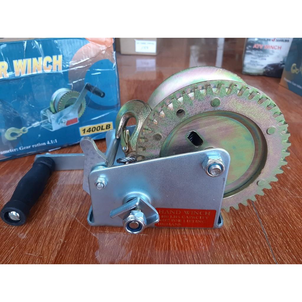 Tời Quay Tay 1400lbs Bánh Răng Đồng Tải Trọng 635 Kg, Cáp 10M