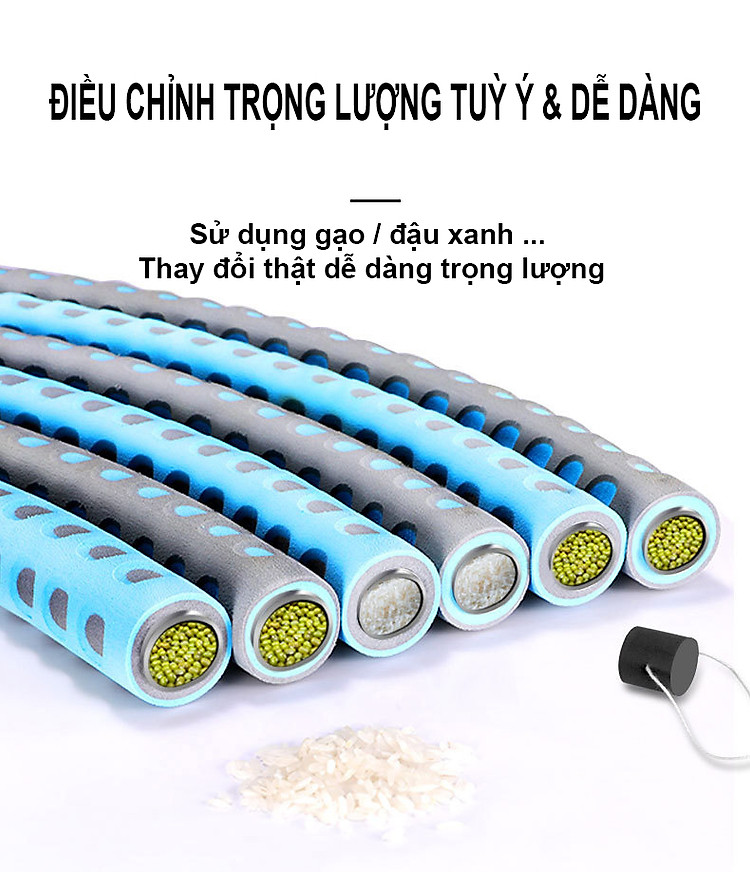 Vòng Lắc Eo Giảm Mỡ Bụng Lõi Thép Không Gỉ Bọc Mút Xốp, Có Thể Điều Chỉnh Cân Nặng - Chính Hãng Amalife