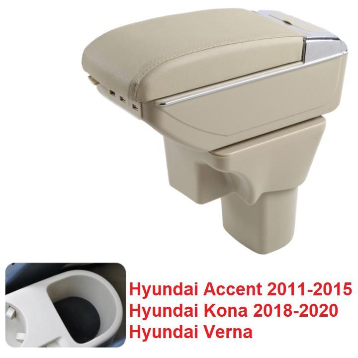 Hộp tỳ tay dành cho ô tô Hyundai Accent 2011-2015, Hyundai Kona 2018-2020 và Hyundai Verna tích hợp 7 cổng USB: Mã DUSBV -Hàng Chính Hãng