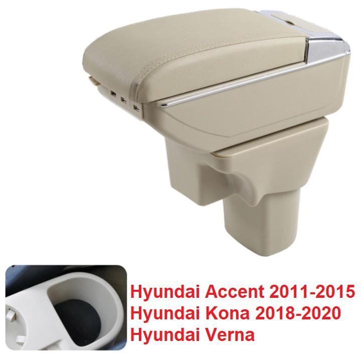 Hộp tỳ tay ô tô Hyundai Accent 2011-2015, Hyundai Kona 2018-2020 và Hyundai Verna tích hợp 7 cổng USB: Mã DUSBV