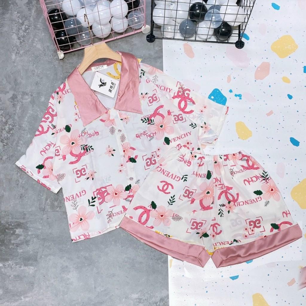 Đồ Bộ Pijama Nữ Mango - Tay Ngắn Quần Đùi Họa Tiết Sang Trọng Form Dưới 60kg Mặc Đẹp