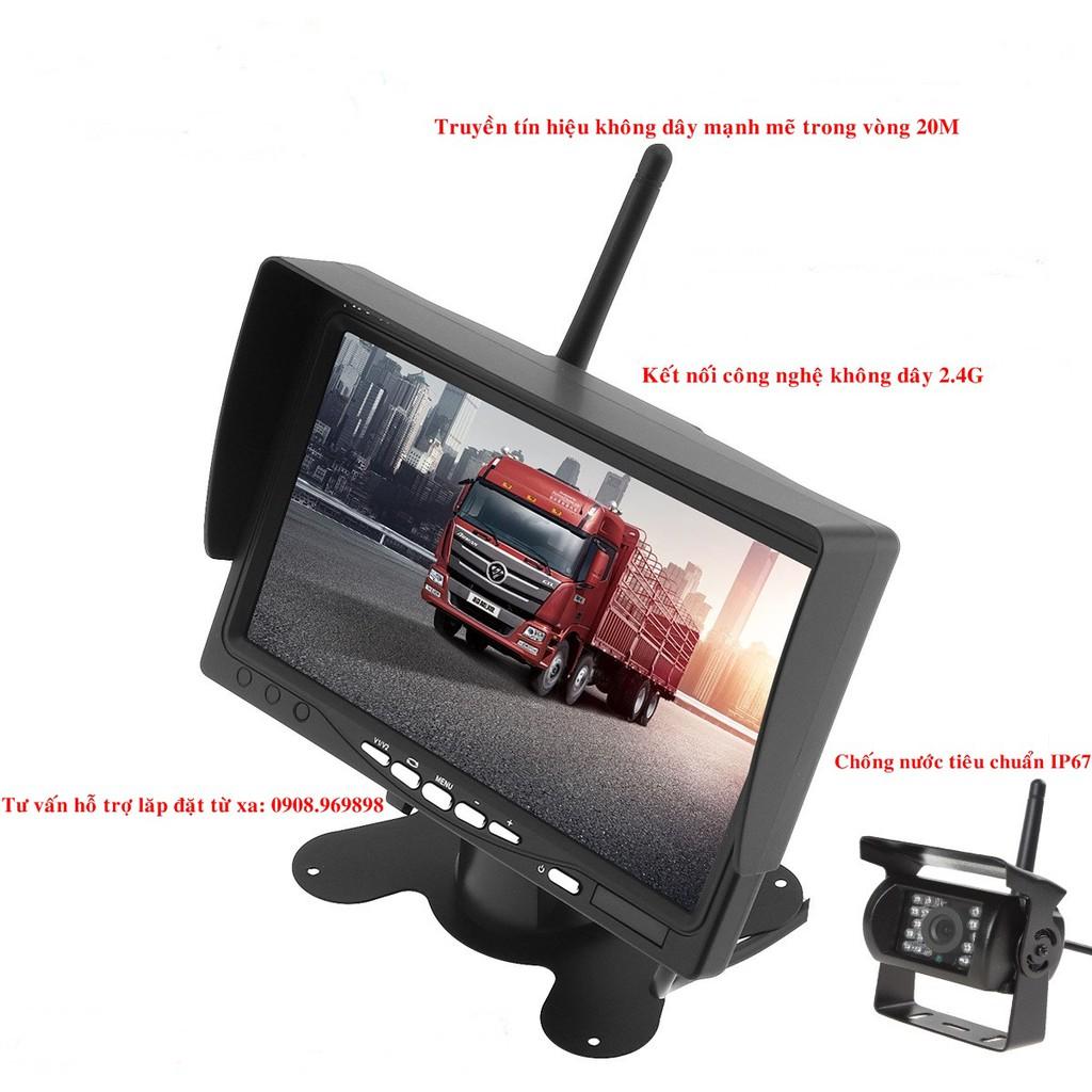 Bộ camera lùi và màn hình 7inch không dây cho xe tải, xe khách, xe container...