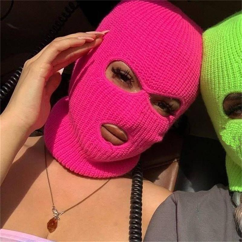 Che Mặt Toàn Mặt Nạ Trượt Tuyết Nón 3 Lỗ Balo Chiến Thuật Quân Đội CS Chống Gió Đan Beanies Bonnet Mùa Đông Ấm Unisex Mũ Lưỡi Trai Color: 7